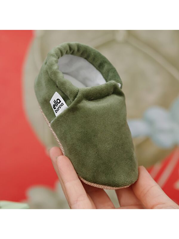 Kadife Bebek Patiği, Kaydırmaz Taban, Kreş Ayakkabısı Patik - Görsel 6