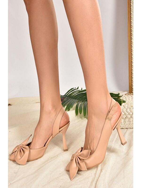 Ten Kurdele Detaylı Kadın Topuklu Ayakkabı K922164809 - Görsel 4