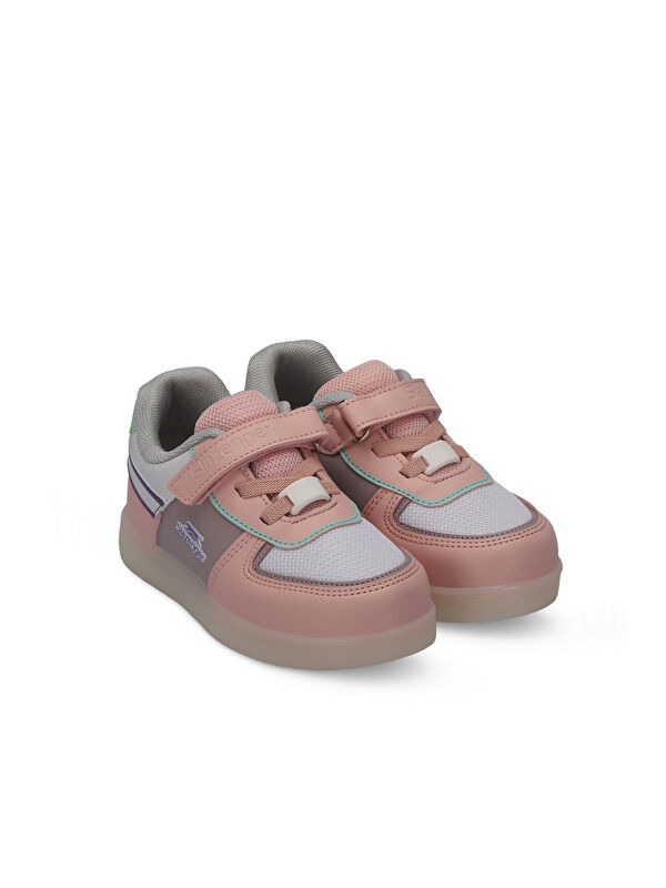 PERLE Kız Çocuk Cırt Cırtlı Beyaz / Pembe Sneaker - Görsel 3