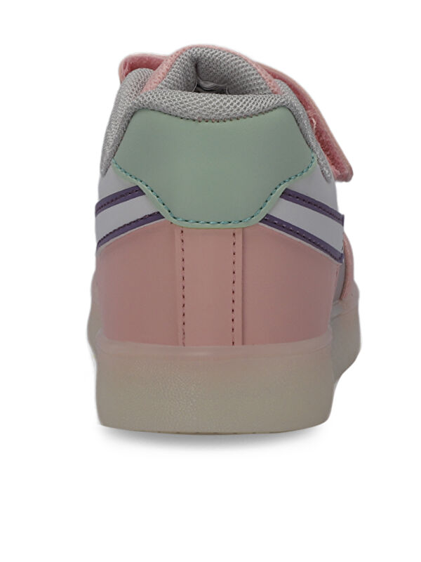 PERLE Kız Çocuk Cırt Cırtlı Beyaz / Pembe Sneaker - Görsel 7