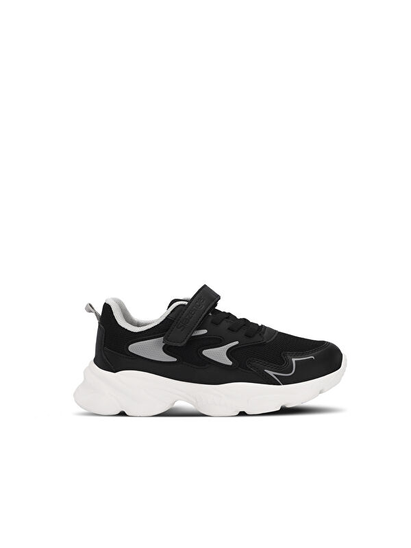 PARIS Unisex Çocuk Cırt Cırtlı Siyah Sneaker - Görsel 2