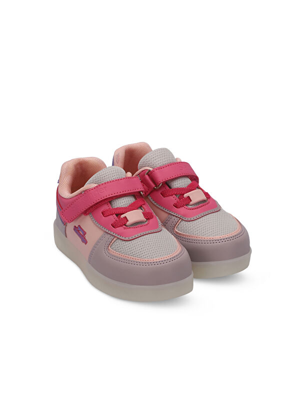 PERLE Kız Çocuk Cırt Cırtlı Pembe / Mor Sneaker - Görsel 3