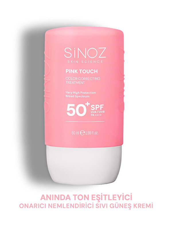 Sinoz Pink Touch Anında Ton Eşitleyici Leke Karşıtı Spf50+ Pembe Sıvı Yüz Güneş Kremi Pa++++ 50ml
