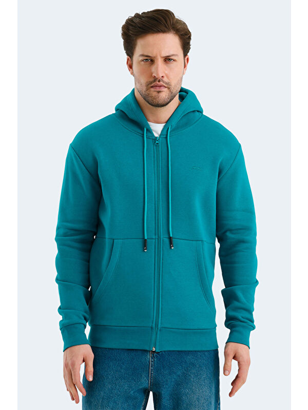 SLAZENGER VONDA Erkek Fermuarlı Sweatshirt Hırka Petrol
