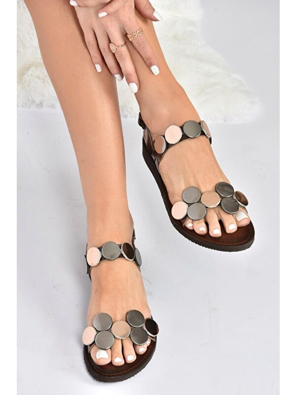 Kahverengi Hakiki Deri Kadın Sandalet K374680603 - Görsel 4