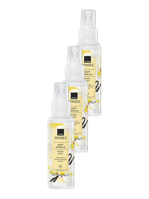AVON Soft Vanilla Vanilya ve Sandal Ağacı Kokulu Vücut Spreyi 100 Ml. Üçlü Set