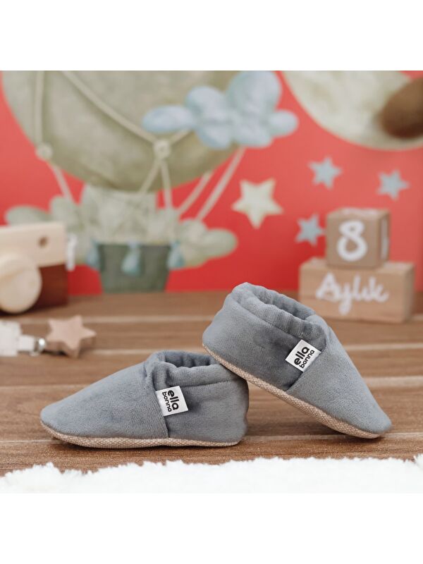 Kadife Bebek Patiği, Kaydırmaz Taban, Kreş Ayakkabısı Patik - Görsel 8