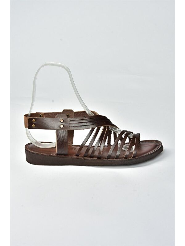 Kahverengi Hakiki Deri Kadın Sandalet K374680503 - Görsel 6