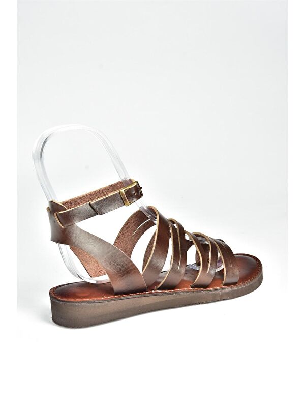 Kahverengi Hakiki Deri Kadın Sandalet K374680403 - Görsel 6