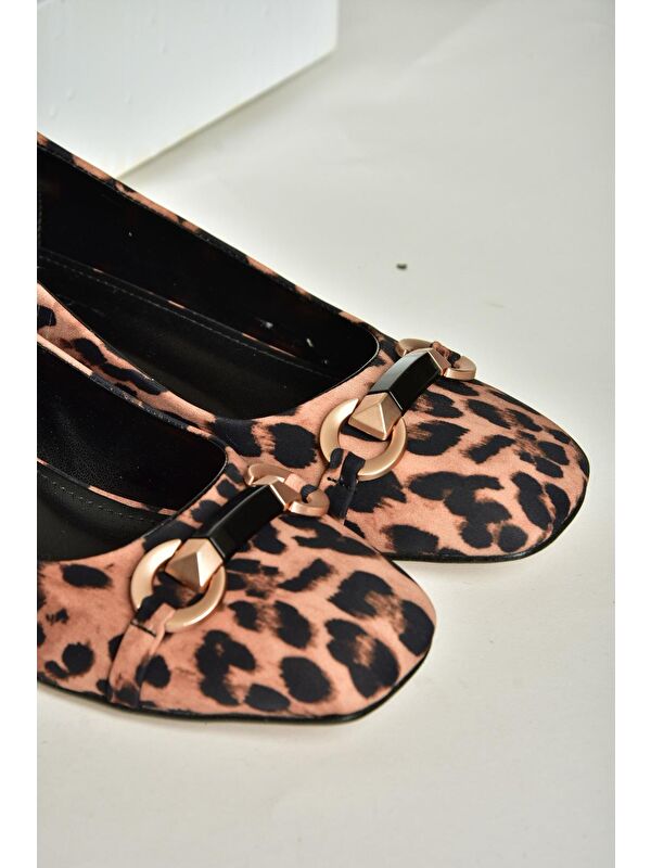 T5902296 Taba Kadın Topuklu Babet Ayakkabı - Görsel 4