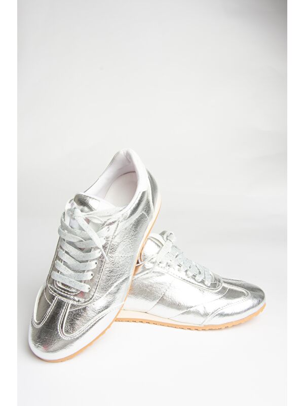 U8207304 Gümüş Kadın Sneakers - Görsel 3