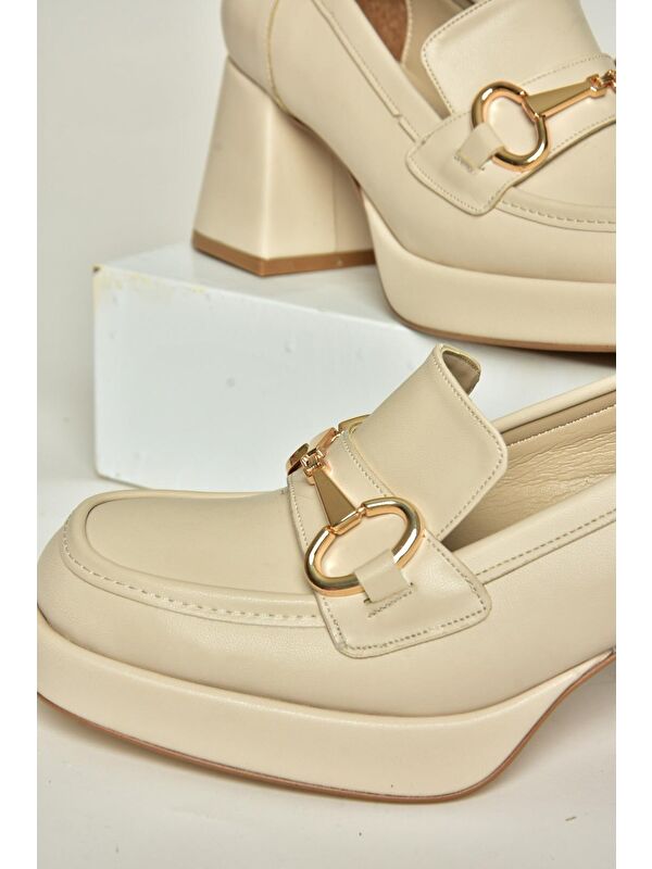 T5696138 Bej Kadın Topuklu Ayakkabı - Görsel 4