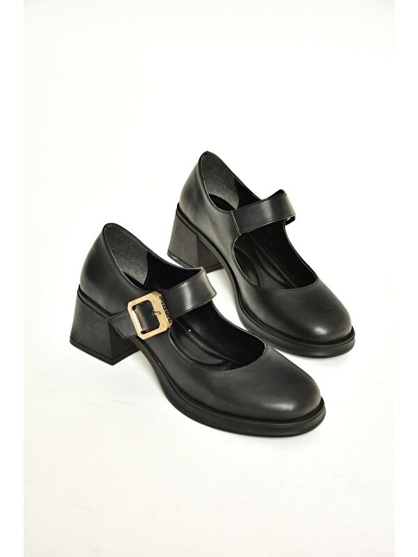 T8202360 Siyah Kadın Topuklu Ayakkabı - Görsel 4