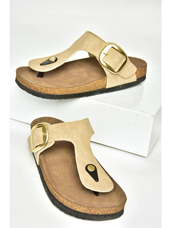 U7779170 Bej Kadın Terlik - Görsel 3