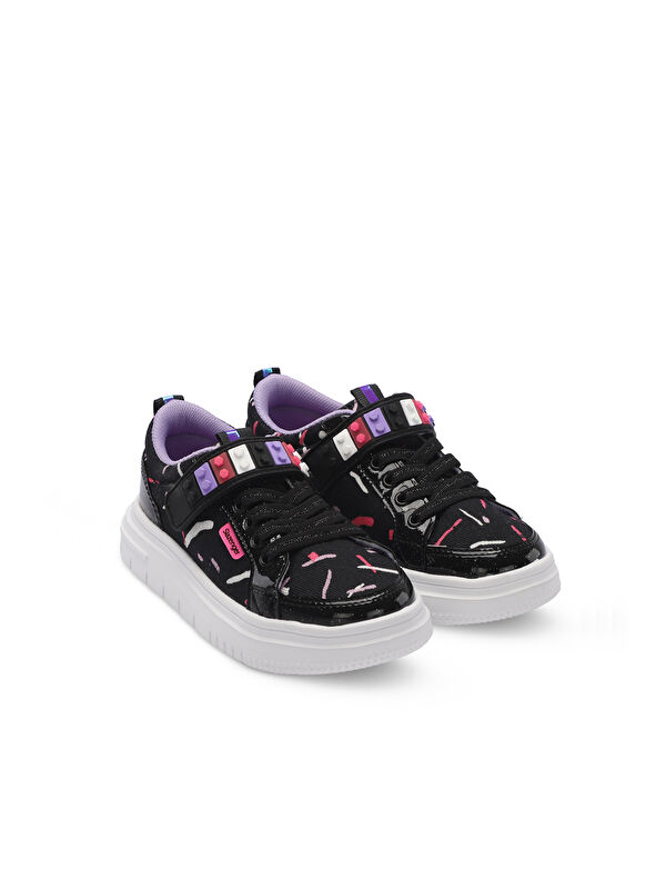 NUMANCIA Kız Çocuk Cırt Cırtlı Siyah / Mor Günlük Spor Ayakkabısı - Görsel 3