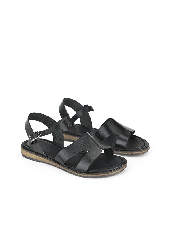 Kadın Hakiki Deri Sandalet 1311010 436 Siyah - Görsel 3