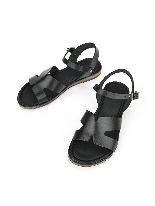 Kadın Hakiki Deri Sandalet 1311010 436 Siyah - Görsel 5