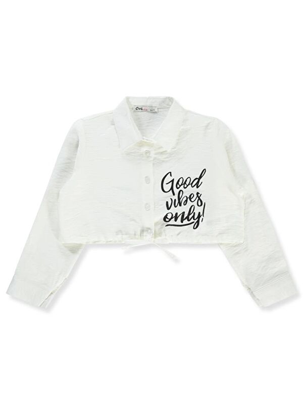 Civil Girls Good Vibes Only Baskılı 6-9 Yaş Gömlek - Beyaz 9-10 Yaş