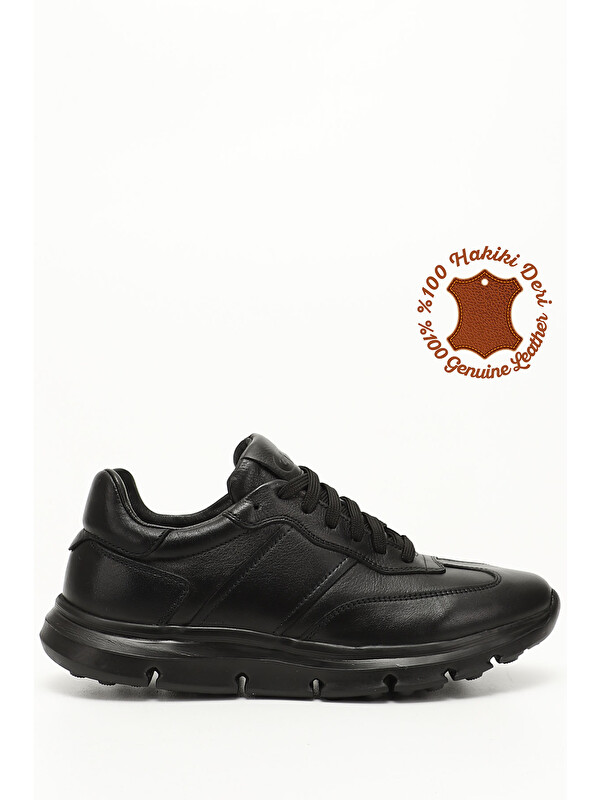 GÖNDERİ(R) ZÜMRÜT-SİYAH  Platinum Hakiki Deri Bağcıklı Erkek Günlük Sneaker 31690