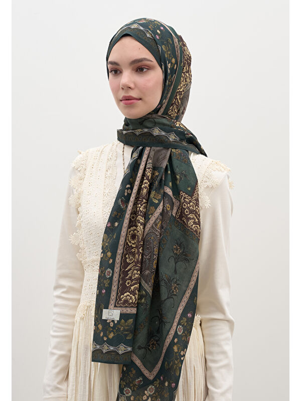Fresh Scarfs Wıld And Pure Desen Şal Koyu Yeşil