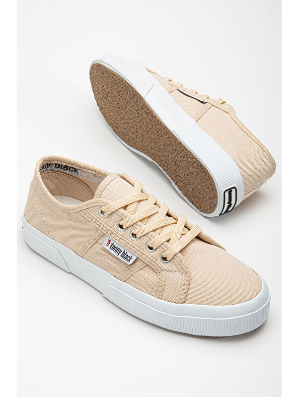 Tonny Black Yeşil Tonny Black Rahat Kalip Kadın Krep Taban Bağcıklı Keten Günlük Ayakkabı