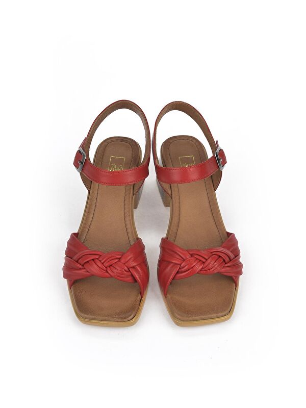 Kadın Hakiki Deri Topuklu Sandalet 131992 19001 Kırmızı - Görsel 2