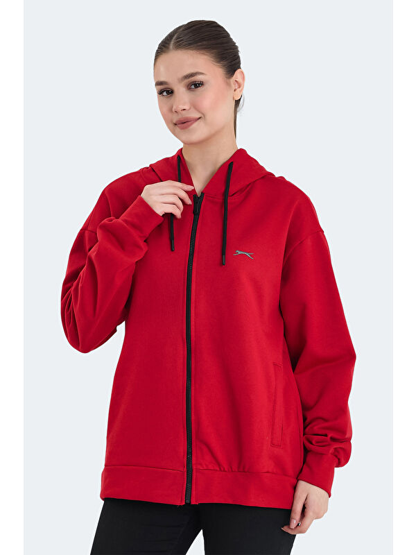 SLAZENGER KATHLEENA IN Kadın Oversıze Kırmızı Sweatshırt