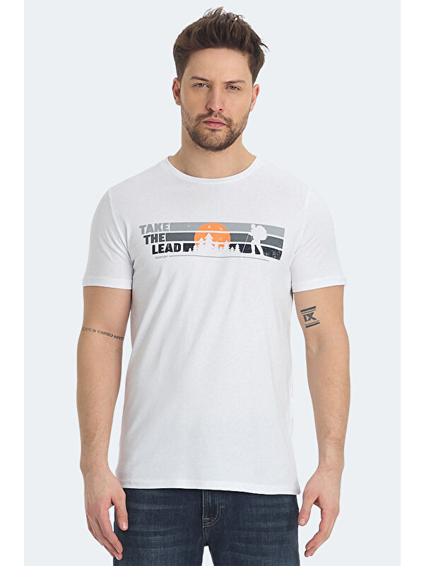 SLAZENGER RASA IN Erkek Beyaz Tişört