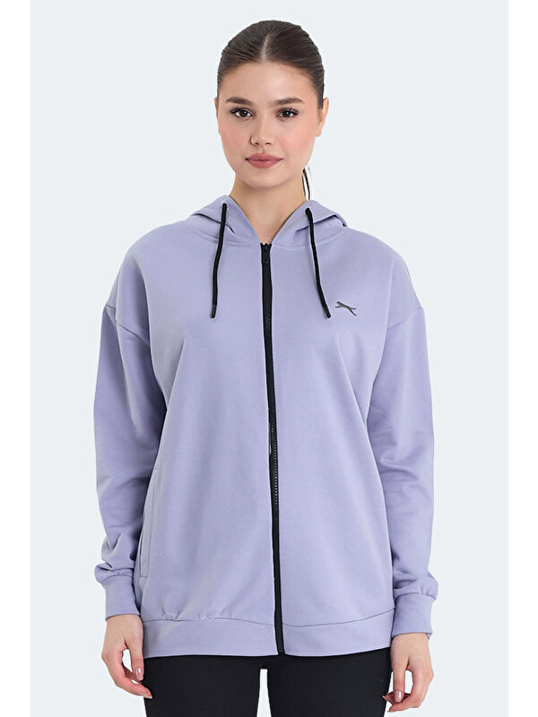 SLAZENGER KATHLEENA IN Kadın Oversıze Mor Sweatshırt
