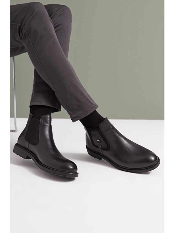 Erkek Hakiki Deri Bot 133447Z204 Siyah - Görsel 3