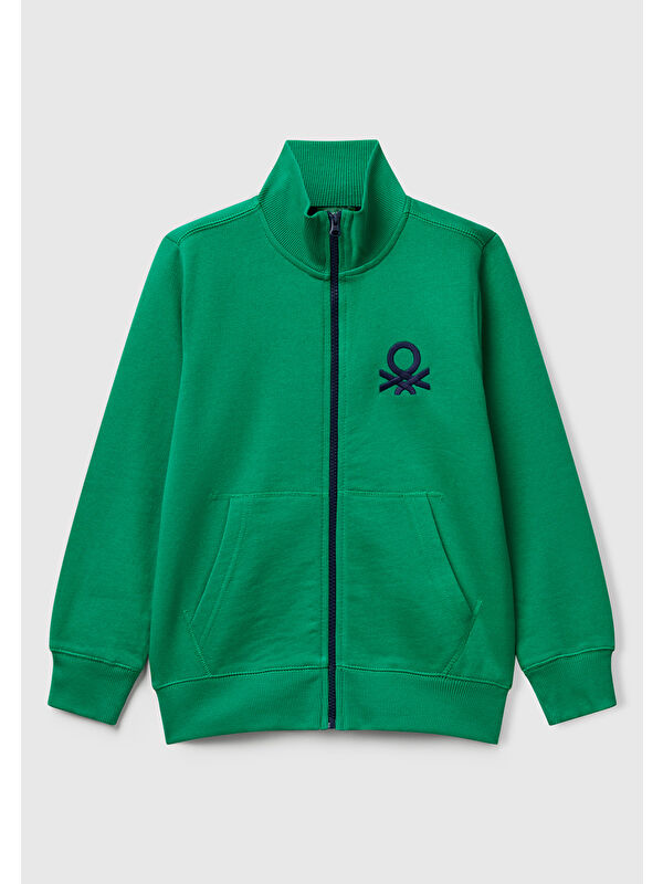 United Colors Of Benetton Erkek Çocuk Yeşil Logolu Sweatshirt