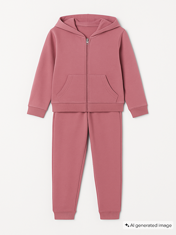 Mışıl Kids Basic Kız Çocuk Spor Fermuarlı Eşofman Takımı