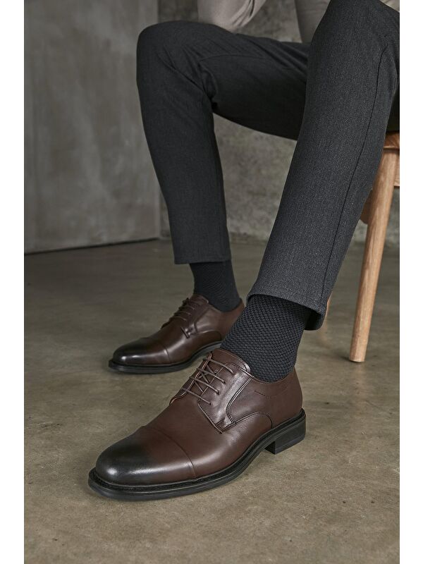 Hakiki Deri Erkek Ayakkabı 133744Z2381 Kahve - Görsel 3