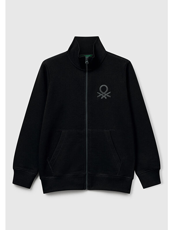 United Colors Of Benetton Erkek Çocuk Siyah Logolu Sweatshirt