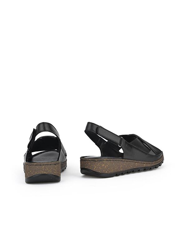 Kadın Hakiki Deri Sandalet 1311008 018 Siyah - Görsel 4