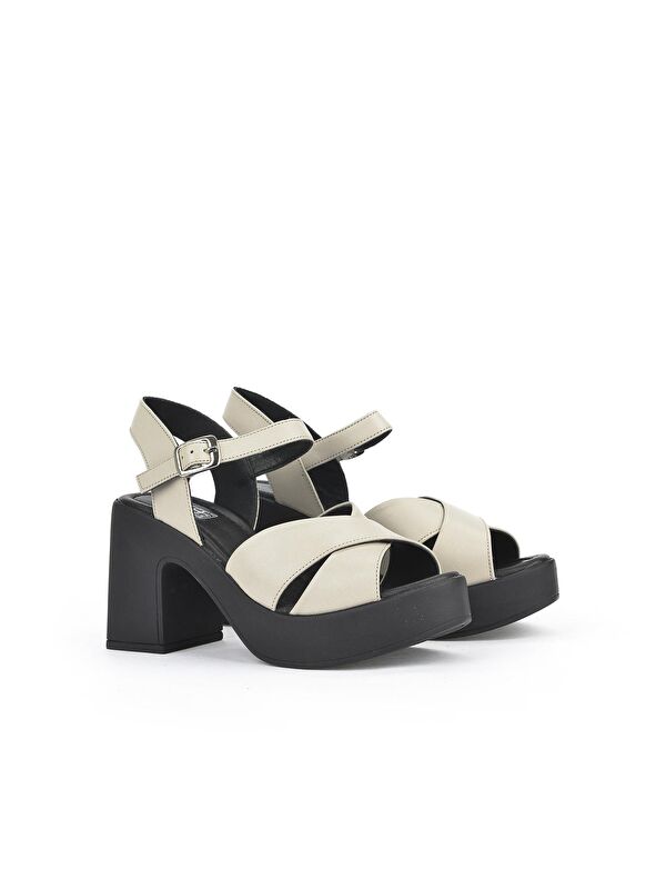 Kadın Hakiki Deri Topuklu Sandalet 131992 28000 Buz - Görsel 5