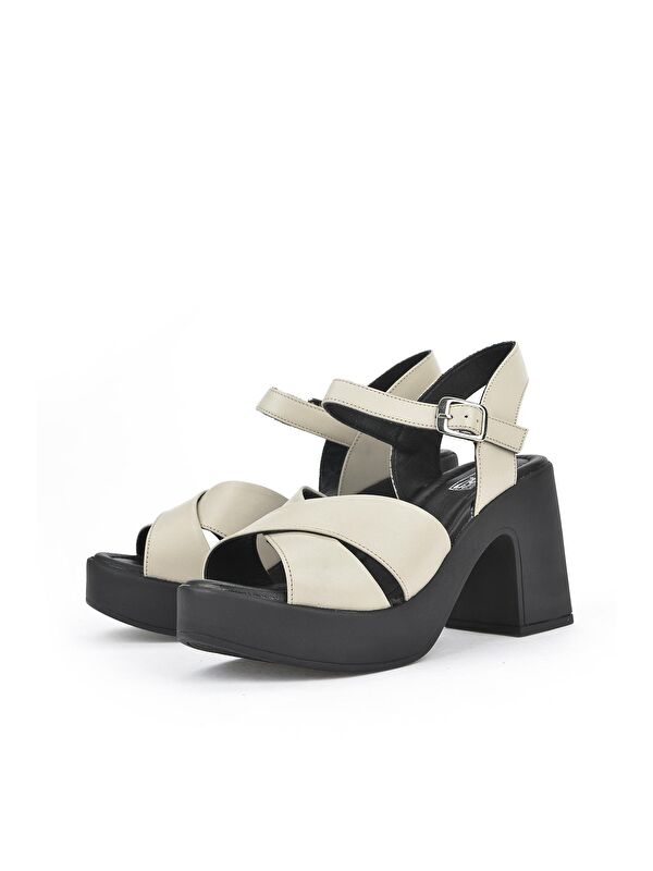 Kadın Hakiki Deri Topuklu Sandalet 131992 28000 Buz - Görsel 8