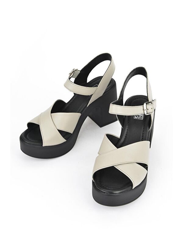 Kadın Hakiki Deri Topuklu Sandalet 131992 28000 Buz - Görsel 9