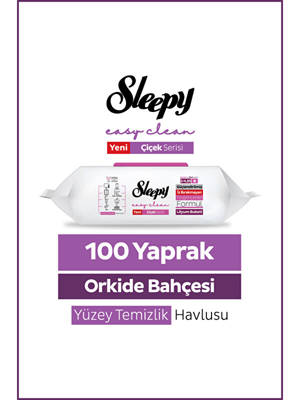 Sleepy Easy Clean Orkide Bahçesi Yüzey Temizlik Havlusu Mendili 100 Yaprak