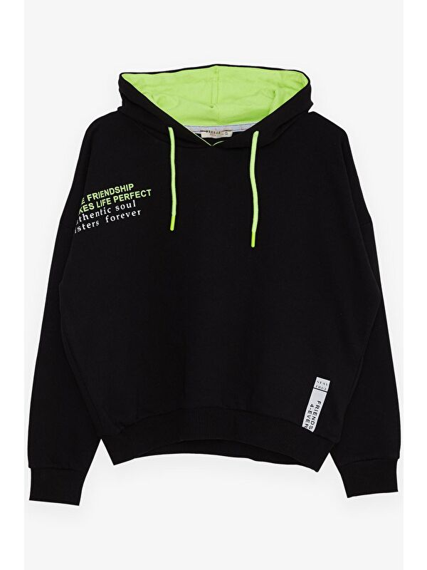Breeze Kız Çocuk Sweatshirt Yazı Baskılı Siyah (9-12 Yaş)