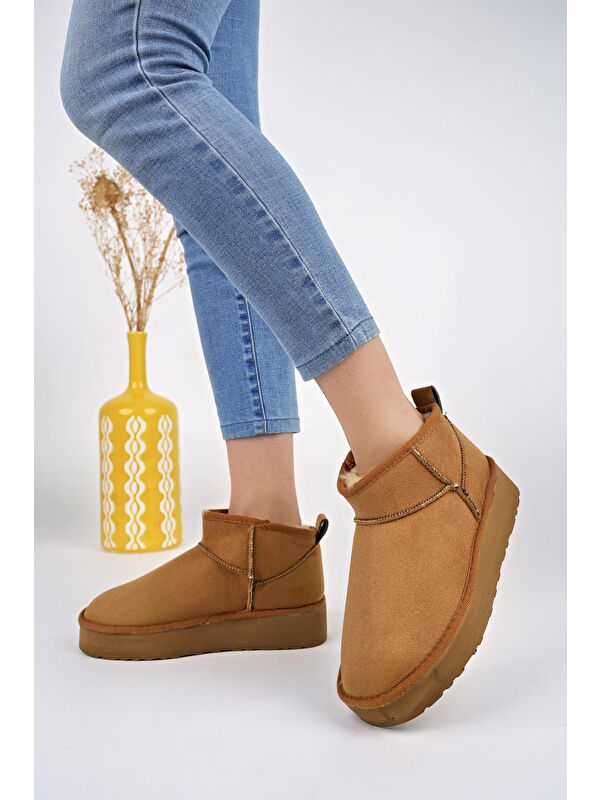 HUG Kadın Kalın Taban İçi Tüylü Günlük Mini Yarım Bot - Görsel 3