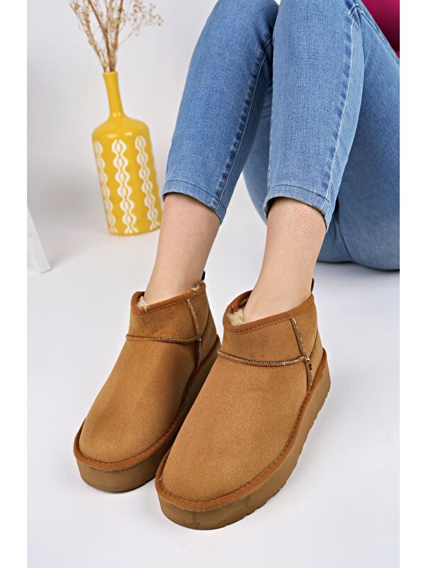 HUG Kadın Kalın Taban İçi Tüylü Günlük Mini Yarım Bot - Görsel 6