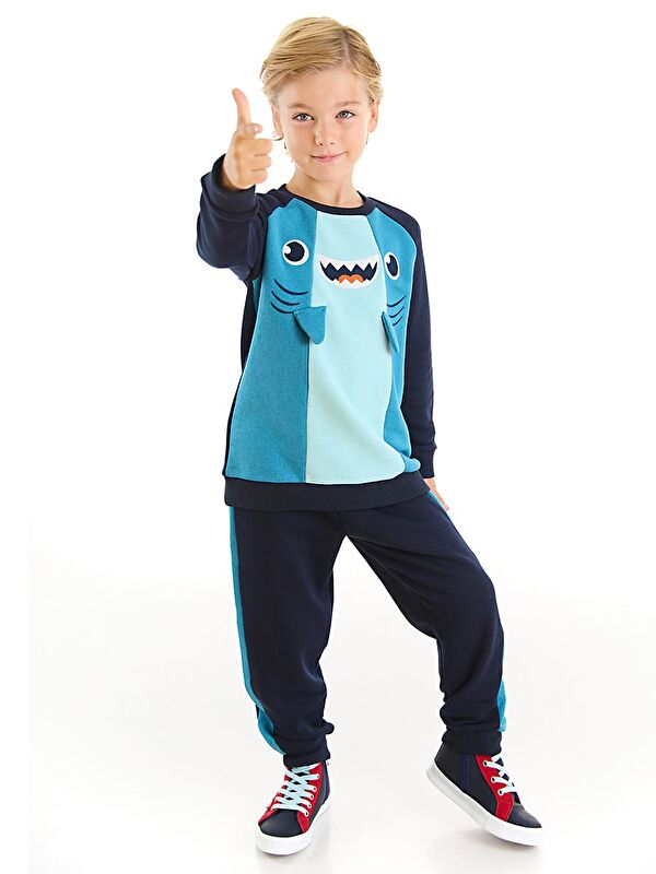 Denokids Köpekbalığı Lacivert Erkek Çocuk Eşofman Takım