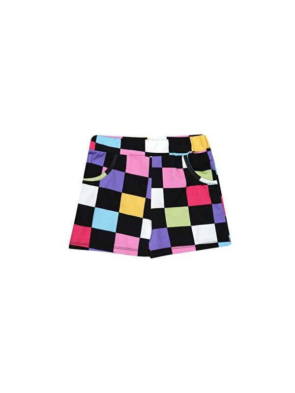 Lovetti Op Art Checkers Kız Çocuk Cepli Desenli Şort