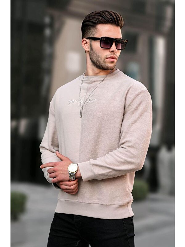 Madmext Bej Basic Erkek Sweatshirt 6010