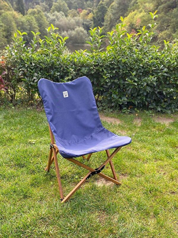 Bag The Joy Ahşap Katlanır Kahverengi – Lacivert  Masa Sandalye Seti 60*60*55cm