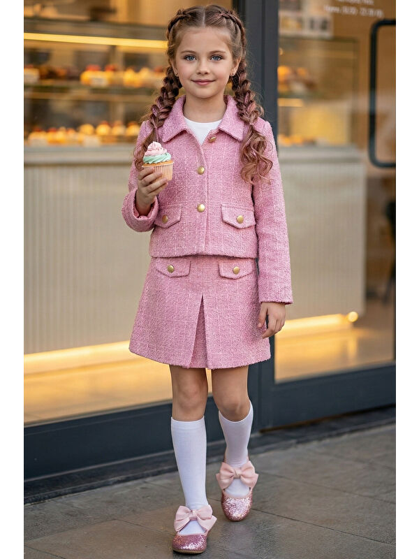 Parla Kids Kız Çocuk Tüvit Etek ve Ceket Takım