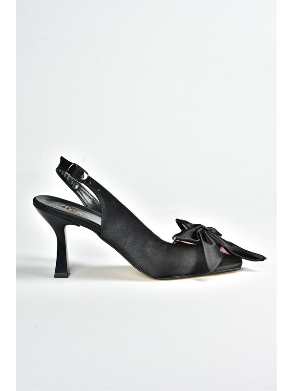 Siyah Saten Kurdele Detaylı Kadın Topuklu Ayakkabı K749384904 - Görsel 5