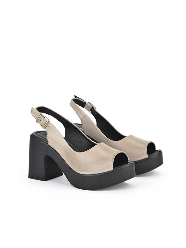 Kadın Hakiki Deri Topuklu Sandalet 131992 28003 Buz - Görsel 3