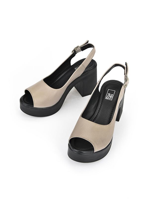 Kadın Hakiki Deri Topuklu Sandalet 131992 28003 Buz - Görsel 6